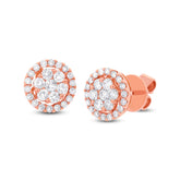 0.97ct 18k Rose Gold Diamond Cluster Stud Earring